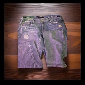 EXPRESS Distressed Light Blue Denim Shorts